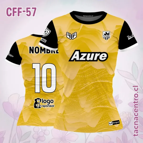 Camiseta de Futbol Femenino Celeste Mangas Negras 2 Camiseta de Futbol Femenino amarillo Mangas Negras