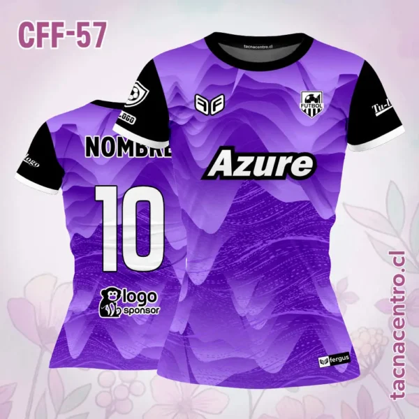 Camiseta de Futbol Femenino Celeste Mangas Negras 3 Camiseta de Futbol Femenino morado Mangas Negras