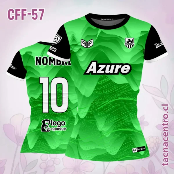 Camiseta de Futbol Femenino Celeste Mangas Negras 5 Camiseta de Futbol Femenino verde Mangas Negras
