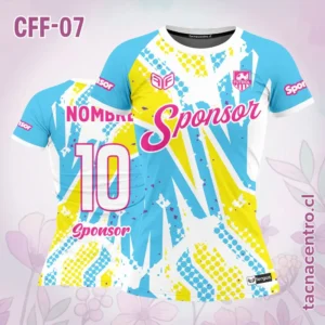 Camiseta de Futbol Femenino celeste amarillo blanco