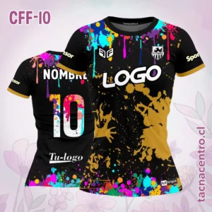 Camiseta de Futbol Femenino negro Colorido cafe