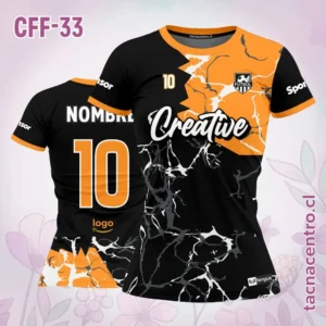 Camiseta de Futbol Femenino naranja Negro Rajaduras