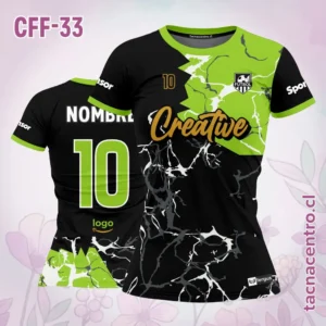 Camiseta de Futbol Femenino verde Negro Rajaduras