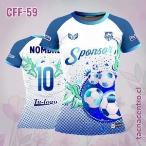 Camiseta de Futbol Femenino Pelotas azul
