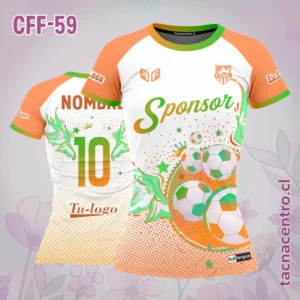 Camiseta de Futbol Femenino Pelotas naranja verde