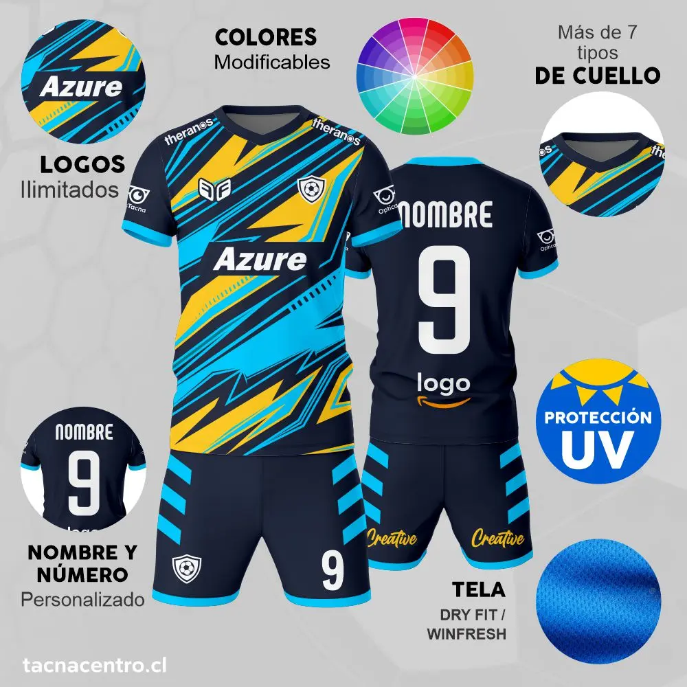 caracteristicas de uniformes de futbol completos