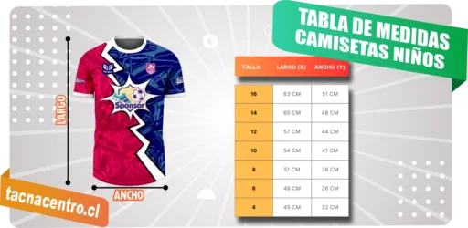 cuadro de medidas de camisetas de futbol para niños chile