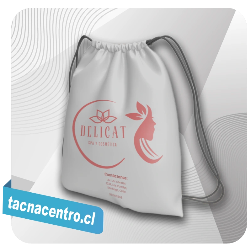 bolsa tipo morral estampado con logo 1 color