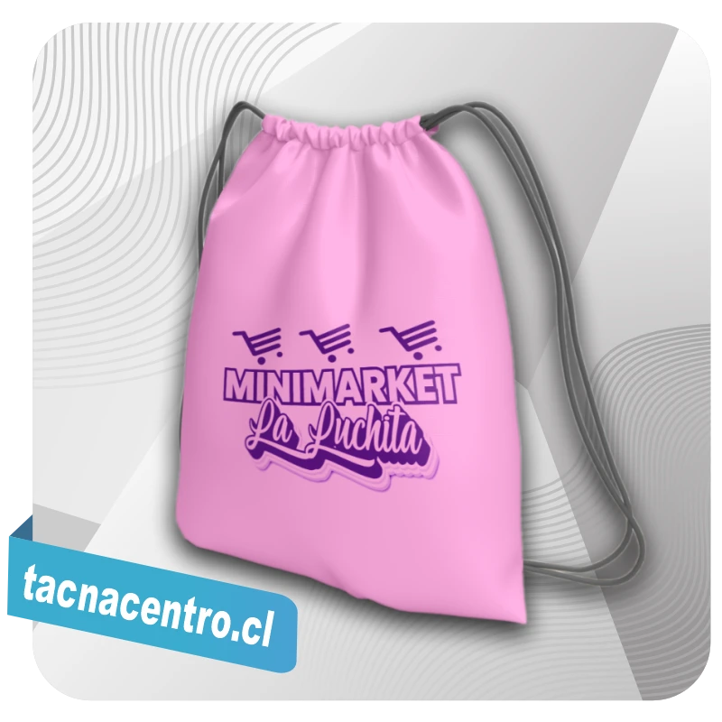 mochila tipo morral estampado con logo 1 color