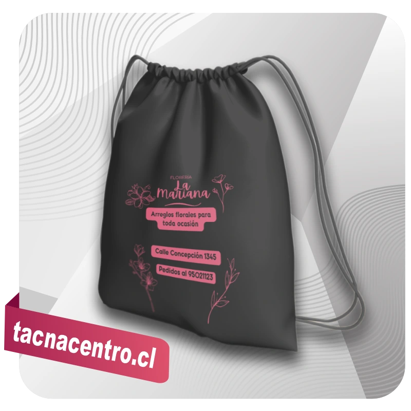 mochilla tipo morral tnt con logo estampado personalizado