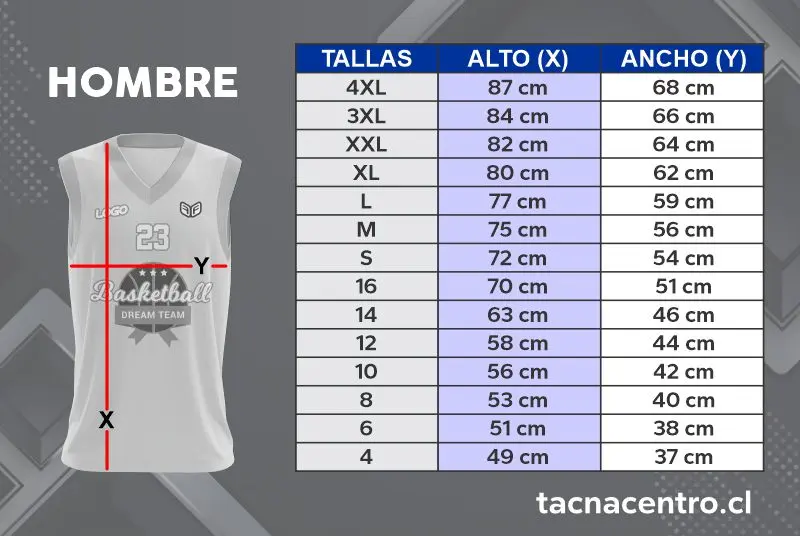 tallas de camisetas de basketball