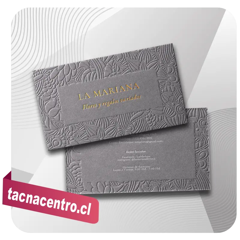 tarjetas comerciales con relieve repujado chile