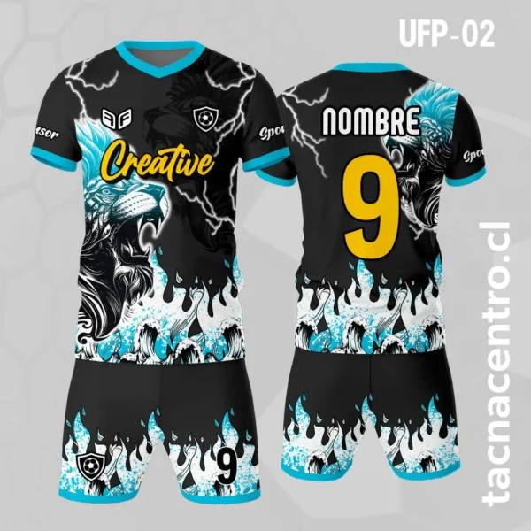 Uniforme de Futbol Leon Celeste Negro 1 Uniforme de Futbol Leon Celeste Negro