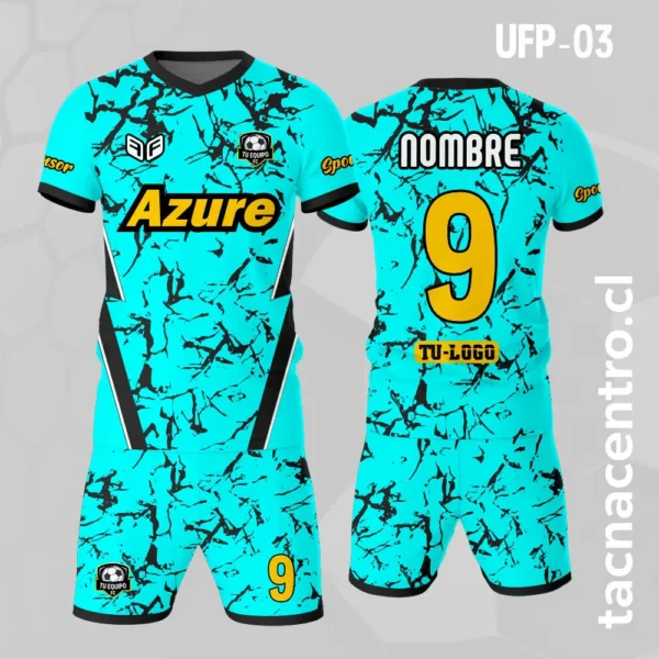 Uniforme de Futbol Negro Rayas Verdes 2 Uniforme de Futbol celeste Rayas negras