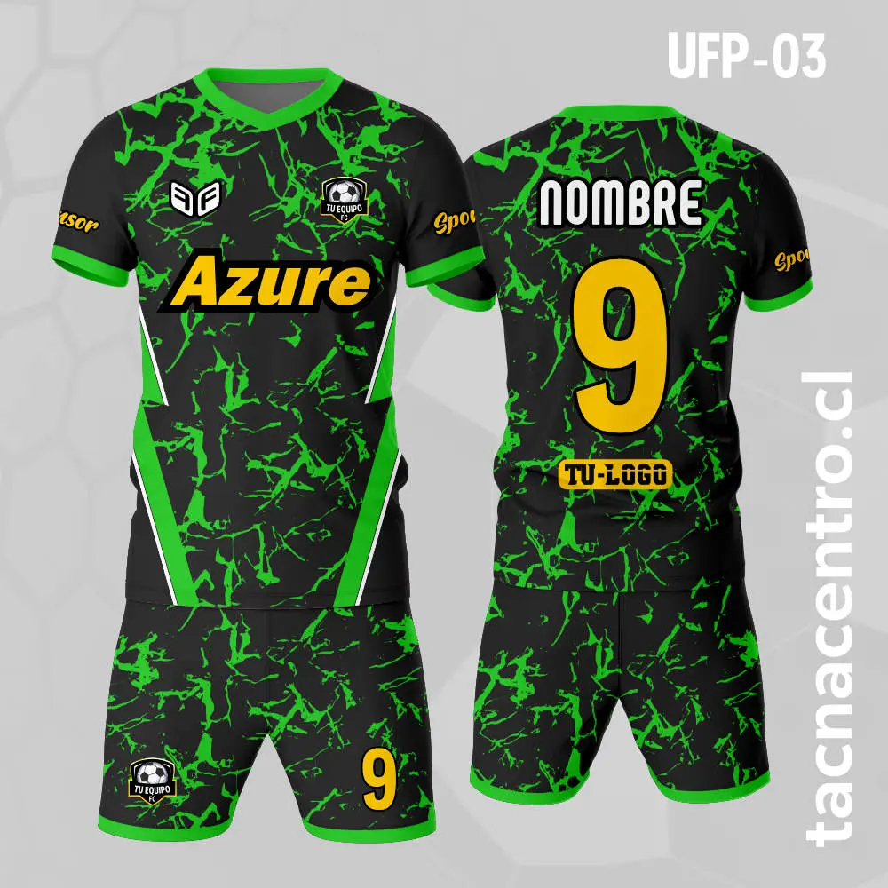 Uniforme de Futbol Negro Rayas Verdes