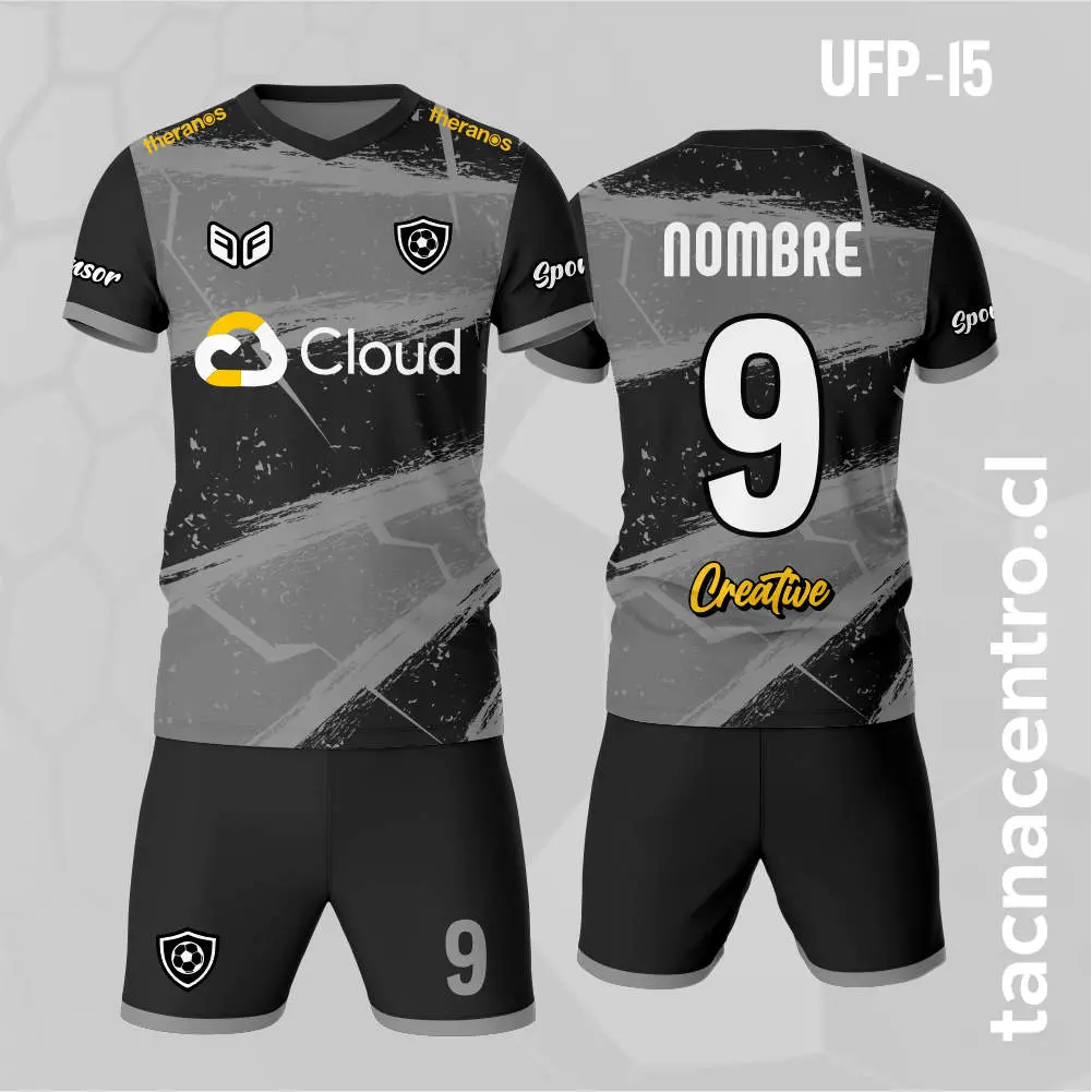 Uniforme de Futbol Negro Plateado