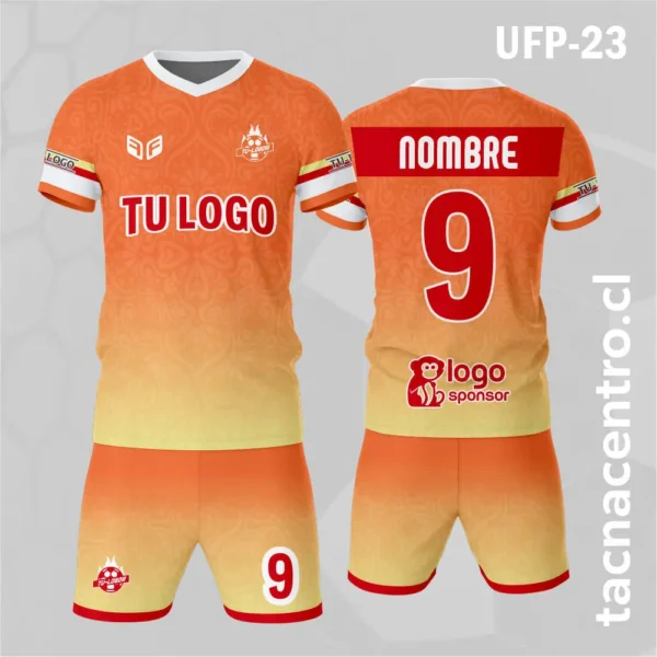 Uniforme de Futbol Textura Naranja Amarillo 1 Uniforme de Futbol Textura Naranja Amarillo