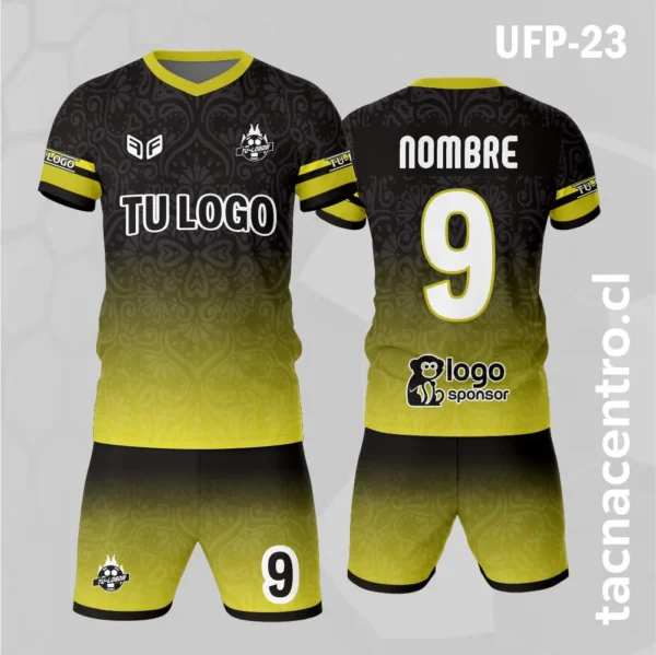 Uniforme de Futbol Textura Naranja Amarillo 2 Uniforme de Futbol Textura negro amarillo