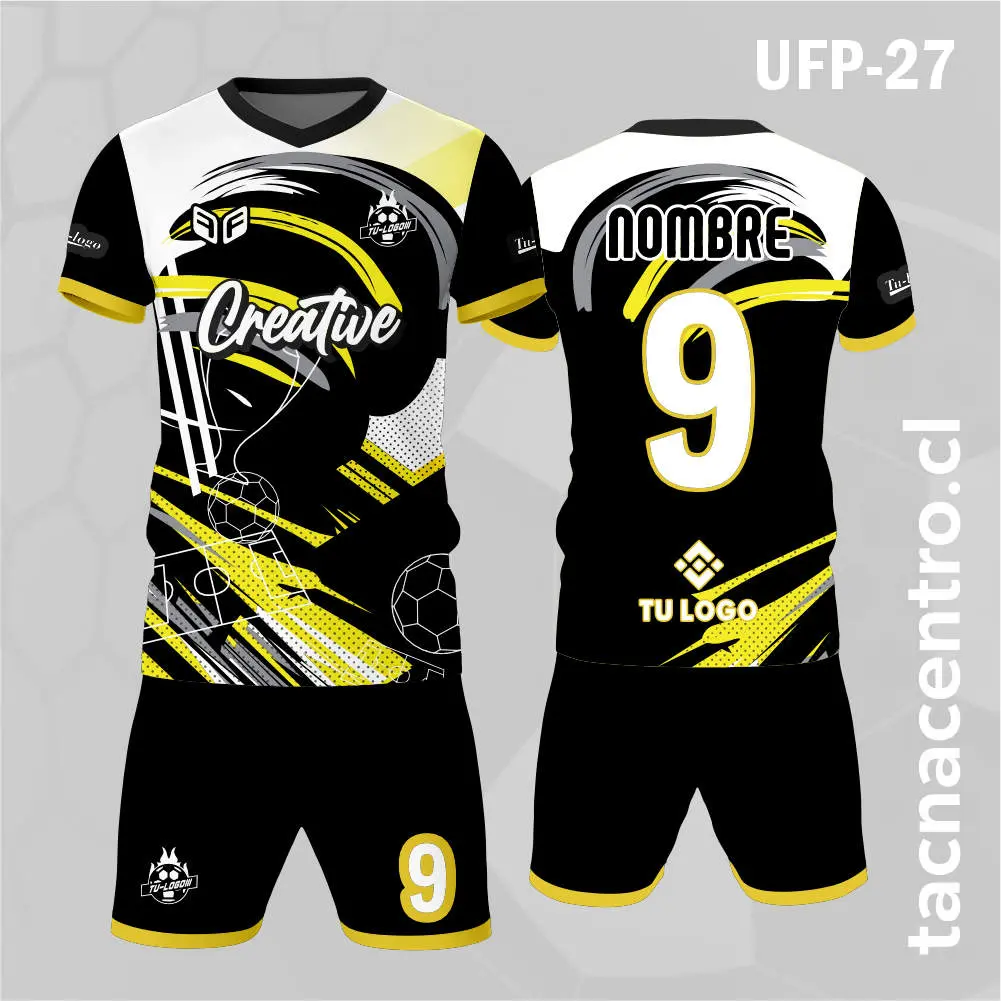 Uniforme de Futbol Negro Amarillo Blanco