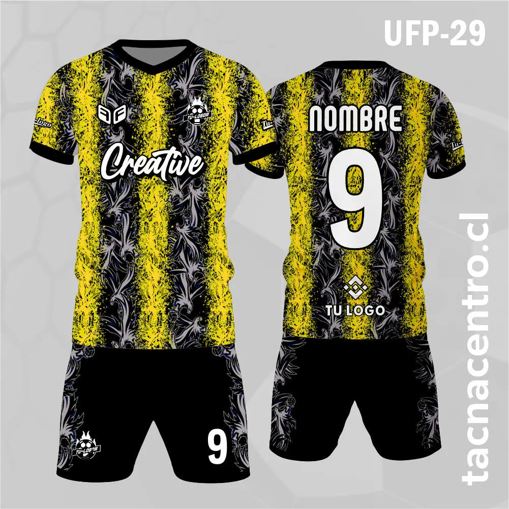 Uniforme de Futbol Amarillo Franjas Negras