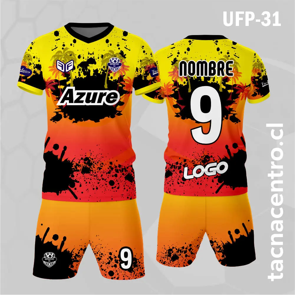 Uniforme de Futbol Amarillo Manchas Negras