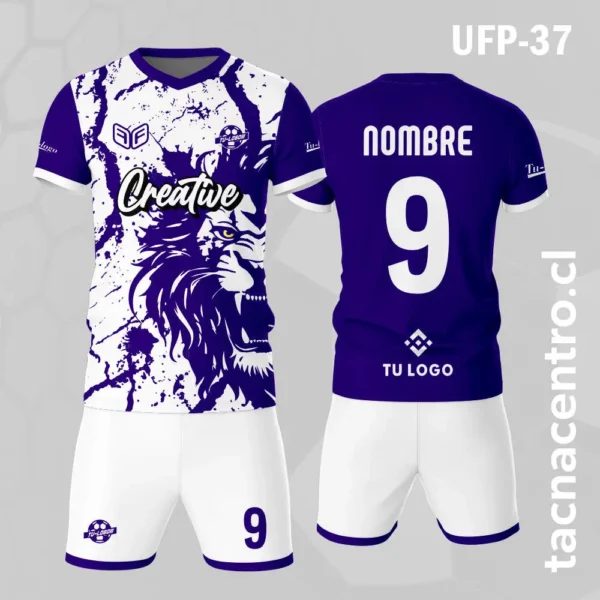Uniforme de Futbol Amarillo León Negro 2 Uniforme de Futbol blanco Leon azul