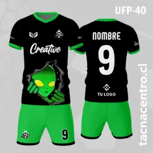 Equipos de Futbol Completos Personalizados 6 Uniforme de Futbol Negro Alien verde