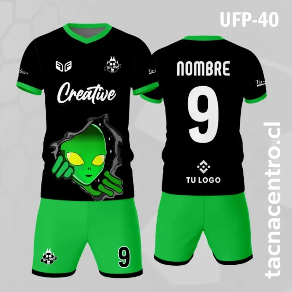 Uniforme de Futbol Negro Alien verde 1 Uniforme de Futbol Negro Alien verde