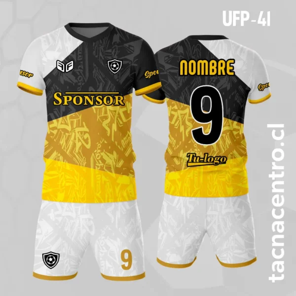 Uniforme de Futbol Negro Blanco Celeste 2 Uniforme de Futbol Negro Blanco amarillo