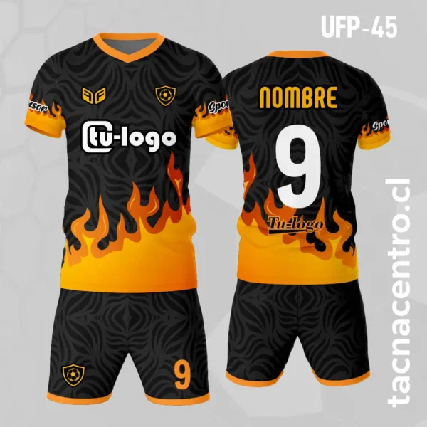 Uniforme de Futbol Negro con Fuego 1 Uniforme de Futbol Negro con Fuego