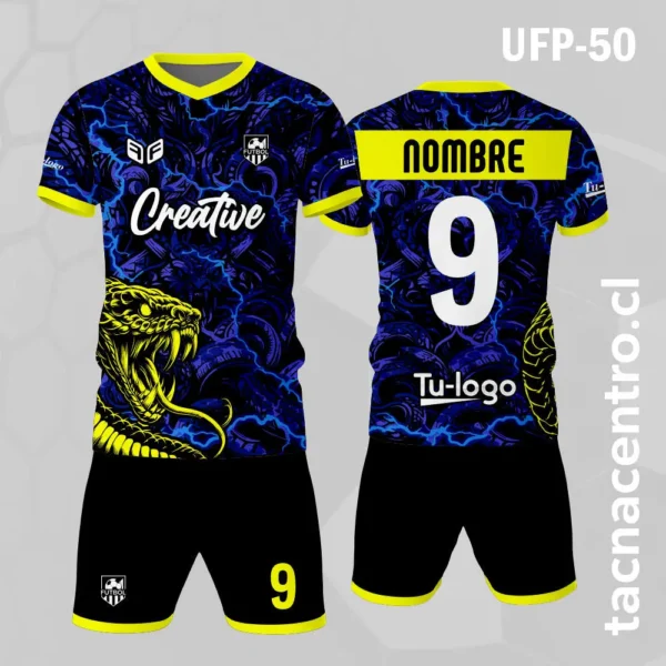 Uniforme de Futbol Azul Serpiente Amarilla 1 Uniforme de Futbol Azul Serpiente Amarilla