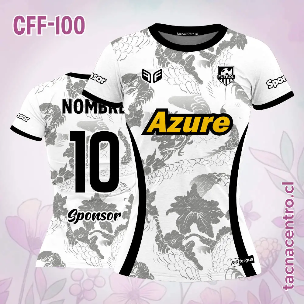 Camiseta de futbol femenino Blanco con flores grises