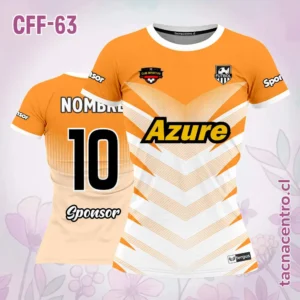 Modelos de Camisetas de Futbol Femenino 71 Camiseta de futbol femenino naranja con líneas blancas