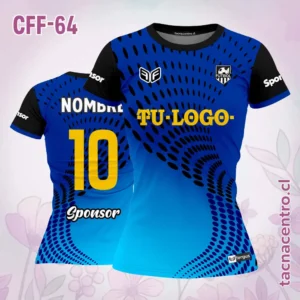 Modelos de Camisetas de Futbol Femenino 11 Camiseta de futbol femenino azul con puntos negros