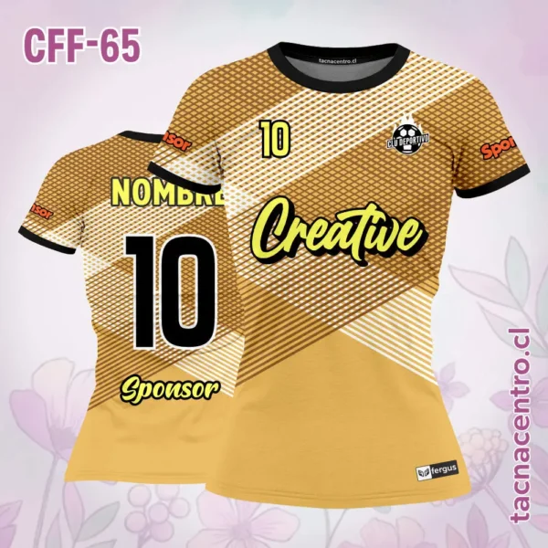 Camiseta de futbol femenino rombos verdes 2 Camiseta de futbol femenino rombos amarillos