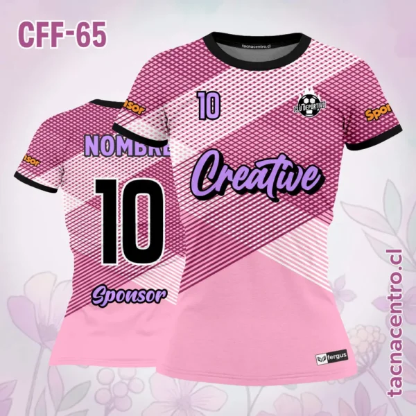 Camiseta de futbol femenino rombos verdes 3 Camiseta de futbol femenino rombos rosados