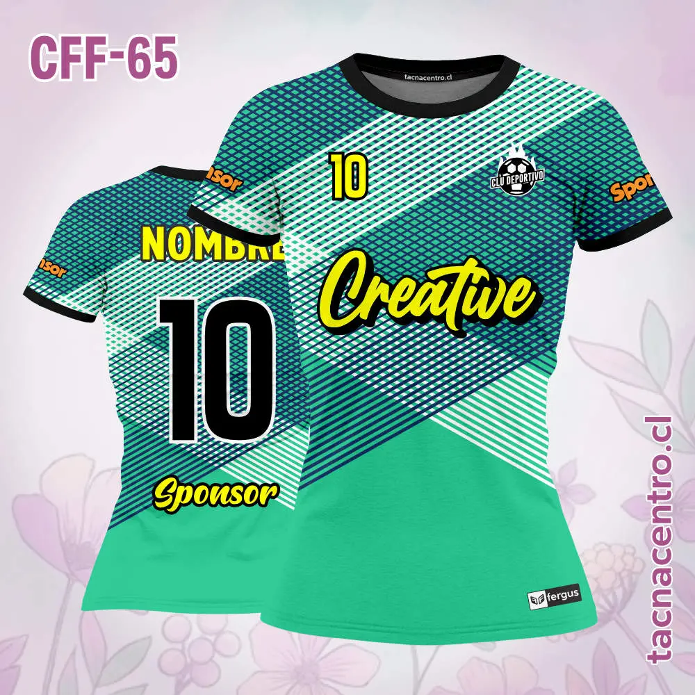 Camiseta de futbol femenino rombos verdes