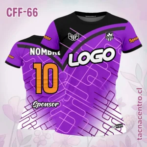Camiseta de futbol femenino morado con hombro negro
