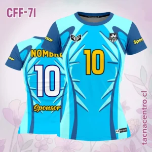 Camiseta de futbol femenino celeste oscuro