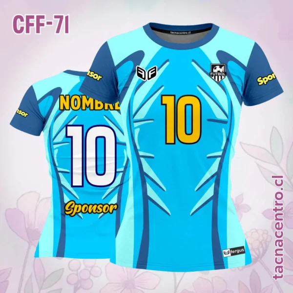 Camiseta de futbol femenino verde pacay y oscuro 3 Camiseta de futbol femenino celeste oscuro