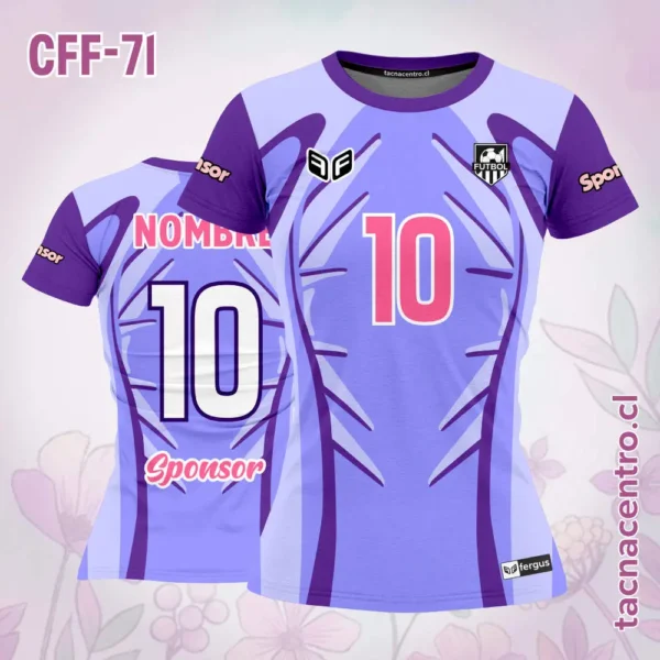 Camiseta de futbol femenino verde pacay y oscuro 2 Camiseta de futbol femenino lila y oscuro