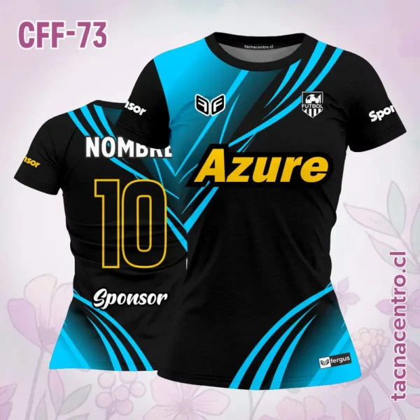 Camiseta de futbol femenino Morado con rayas rosadas 3 Camiseta de futbol femenino negro con rayas celestes