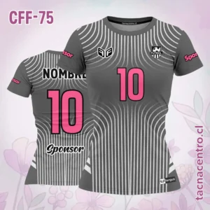Modelos de Camisetas de Futbol Femenino 56 Camiseta de futbol femenino Gris rayas blancas