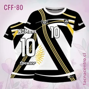 Modelos de Camisetas de Futbol Femenino 74 Camiseta de futbol femenino negro con franjas blancas