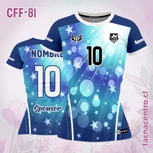 Modelos de Camisetas de Futbol Femenino 48 Camiseta de futbol femenino estrellas burbujas celeste