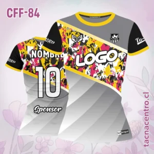 Modelos de Camisetas de Futbol Femenino 55 Camiseta de futbol femenino Gris figuras de colores