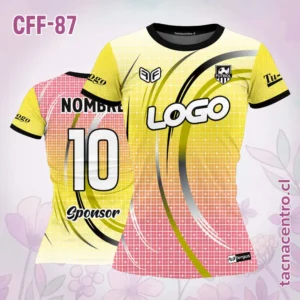 Modelos de Camisetas de Futbol Femenino 2 Camiseta de futbol femenino amarilla con líneas circulares