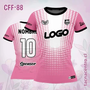 Camisetas de Futbol para Mujeres 16 Camiseta de futbol femenino rosado con puntos blancos
