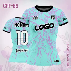 Modelos de Camisetas de Futbol Femenino 35 Camiseta de futbol femenino celeste con rajadura lila