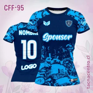 Modelos de Camisetas de Futbol Femenino 28 Camiseta de futbol femenino calaveras celeste y azul